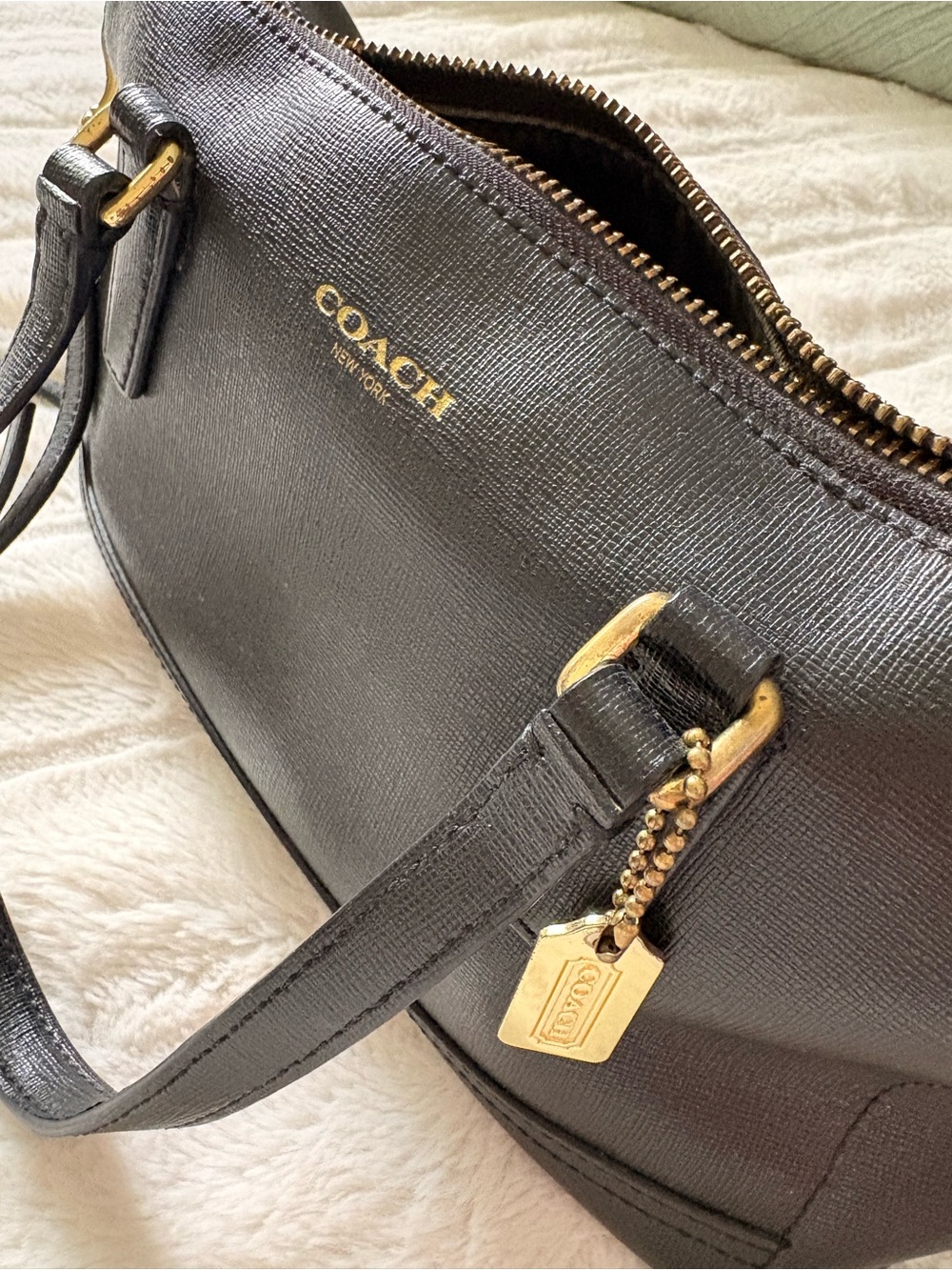 Coach Saffiano Mini Leather Satchel with Gold Hardware - Picture 5 of 13